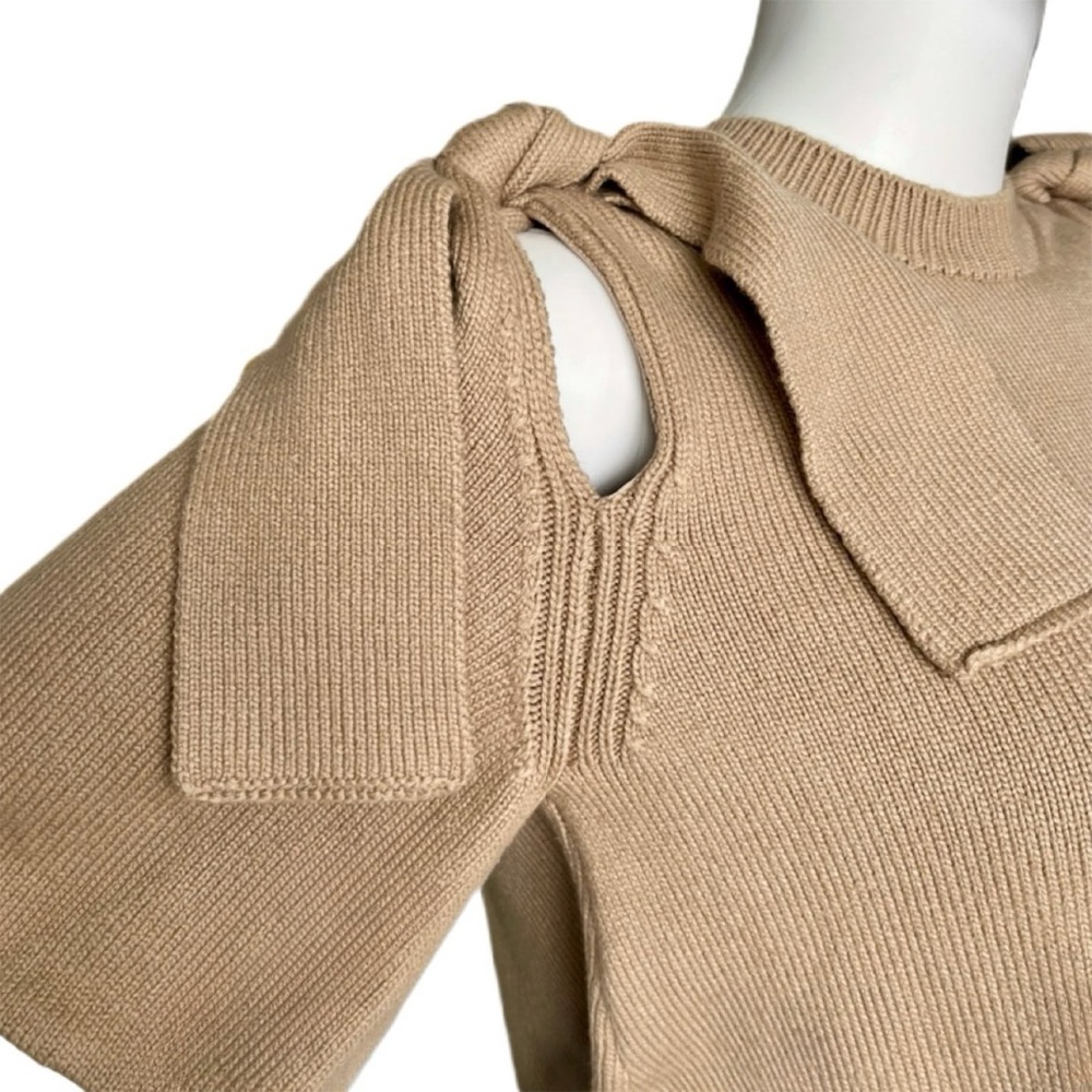 NWOT ADEAM From the Runway Japanese Cutout Tied Shoulder Sweater in Tan size S - Picture 7 of 13